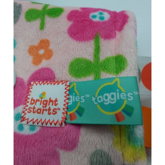 Bright Starts Taggies Pink Flowers Soft Security Blanket Lovey 12 in X 12 in - Picture 3 of 13